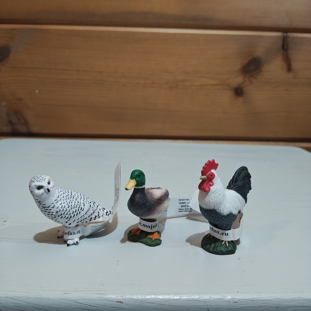 Lot of 3 Mojo Farm Birds‎ Rooster Mallard Duck Snowy Owl